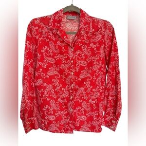 Paisley Red Women's Button Down Shirt